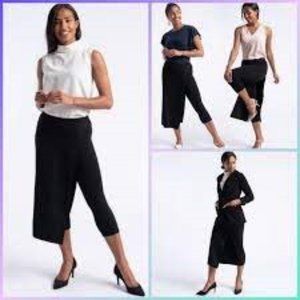 Betabrand The Sassiest Black Pants Midi Skirt Overlay Combo